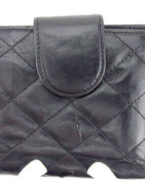 Chanel purses Kanbonrain Black White White Pink Ladies Authentic T9584